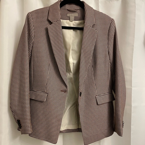 H&M Houndstooth Check Plaid Blazer